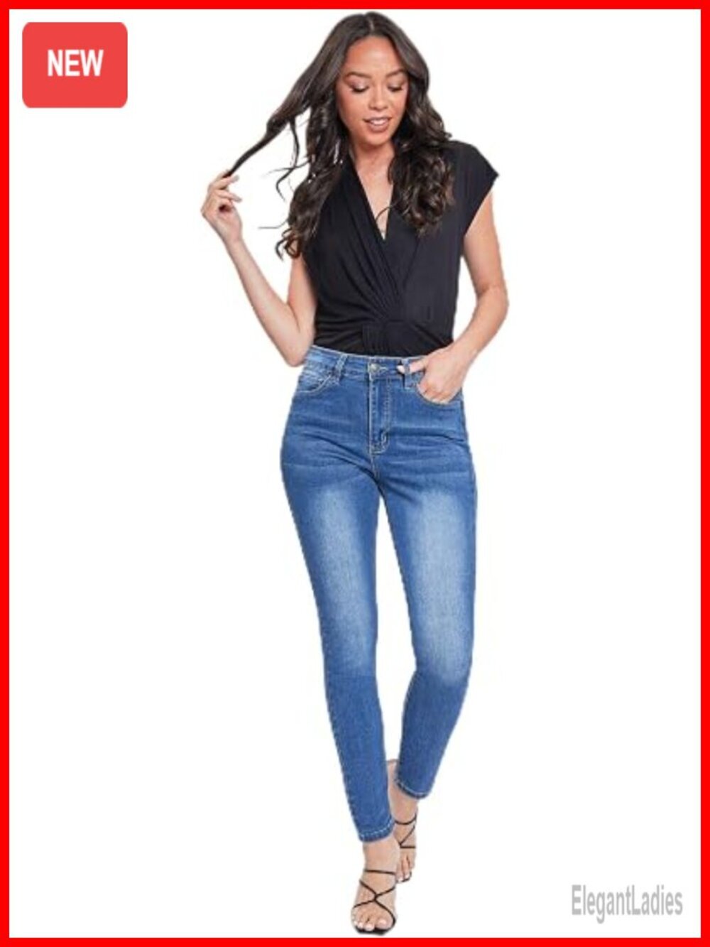 Women's High Rise Skinny Jeans with Adjustable Back